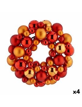 Coroa de Natal Bolas Vermelho Laranja PVC 35 x 10 x 35 cm (4 Unidades)