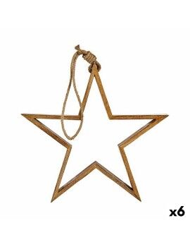 Adorno Navideño Estrella Marrón Yute Madera 41,5 x 7 x 78 cm (6 Unidades)