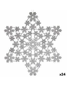 Adorno Natalício Estrela Prateado 31,5 x 32 x 0,1 cm (24 Unidades)