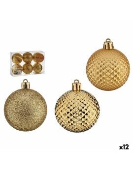 Conjunto de bolas de Natal Ø 6 cm Dourado PVC (12 Unidades)