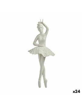Adorno Natalício Bailarina Branco Plástico Purpurina 6,7 x 16 x 6,7 cm (24 Unidades)