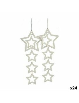Conjunto de Decorações de Natal Estrelas Branco 19 x 0,2 x 23 cm (24 Unidades)