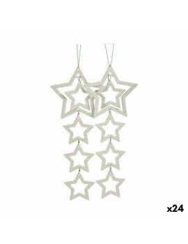 Set Adornos de Navidad Estrellas Nácar 19 x 0,2 x 23 cm (24 Unidades)