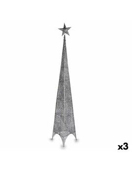 Árvore de Natal Estrela Torre Prateado Metal Plástico 42 x 218 x 42 cm (3 Unidades)
