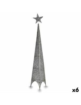 Árvore de Natal Torre Estrela Prateado Metal Plástico 28 x 127 x 28 cm (6 Unidades)