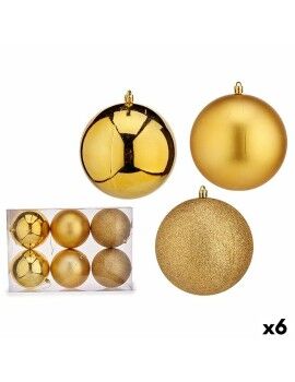 Conjunto de bolas de Natal Dourado PVC Ø 12 cm (6 Unidades)