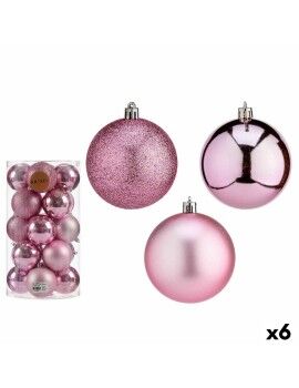 Conjunto de bolas de Natal Cor de Rosa Plástico Ø 8 cm (6 Unidades)