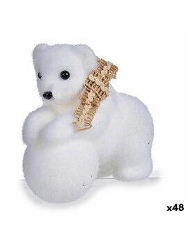 Figura Decorativa Urso Branco Polietileno 8 x 11 x 14 cm (48 Unidades)