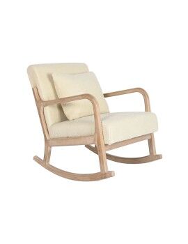 Cadeira de baloiço Home ESPRIT Branco Natural Madeira da borracha 66 x 88 x 78 cm