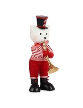 Figura Decorativa Urso Trompete Branco Preto Vermelho poliestireno 19 x 62 x 27 cm