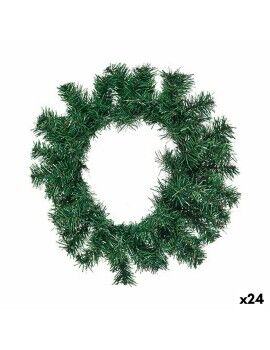 Coroa de Natal Verde Plástico 35 x 9 x 35 cm (24 Unidades)