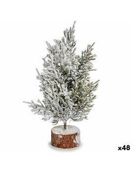 Árvore de Natal 120 cm Branco Castanho Verde Madeira Plástico (48 Unidades)