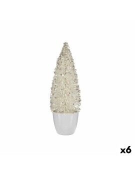 Árvore de Natal Branco Brilhantes 9 x 28 x 9 cm Pequeno (6 Unidades)