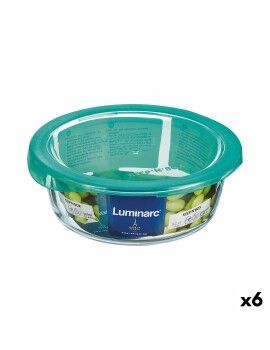 Fiambrera Redonda con Tapa Luminarc Keep'n Lagon 920 ml 15,6 x 6,6 cm Turquesa Vidrio (6 Unidades)