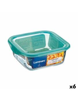 Fiambrera Cuadrada con Tapa Luminarc Keep'n Lagon 10 x 5,4 cm Turquesa 380 ml Bicolor Vidrio (6...