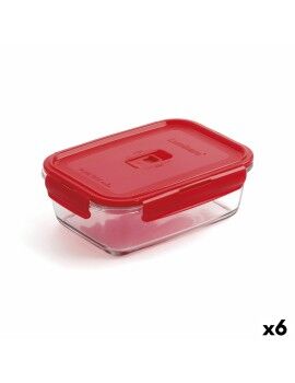 Fiambrera Hermética Luminarc Pure Box Rojo 16 x 11 cm 820 ml Vidrio (6 Unidades)