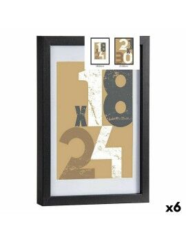 Marco de Fotos 24 x 2,5 x 32,5 cm Negro Vidrio Madera MDF (6 Unidades)