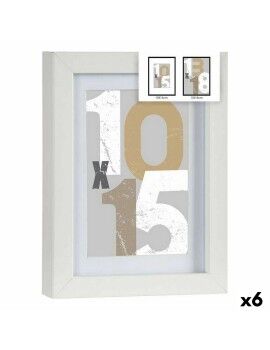 Moldura de Fotos Branco Vidro Madeira MDF 16 x 21 x 2,5 cm (6 Unidades)