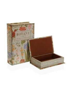 Caja Decorativa Versa Botany Libro Lienzo Madera MDF 7 x 27 x 18 cm