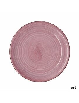 Plato Llano Quid Vita Peoni Cerámica Rosa Ø 27 cm (12 Unidades)