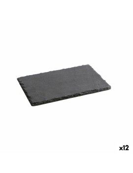 Bandeja de Cerámica Efecto Pizarra Quid Gastro Fun Negro (22 x 14 cm) (12 Unidades)