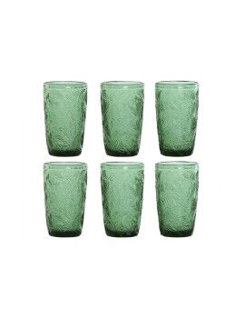 Conjunto de Copos Home ESPRIT Verde Cristal Com relevo 370 ml (6 Unidades)