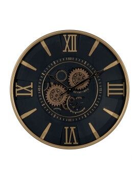 Reloj de Pared Negro Dorado Cristal Hierro 59 x 8,5 x 59 cm (3 Unidades)