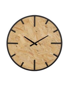 Reloj de Pared Negro Natural PVC Hierro Madera MDF 60 x 4,5 x 60 cm