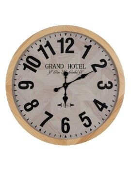 Reloj de Pared Blanco Natural Madera Cristal 76 x 76 x 6 cm