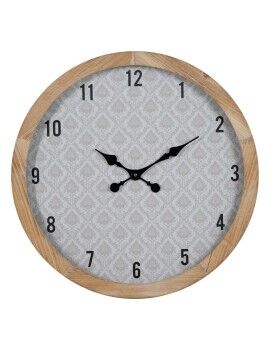 Reloj de Pared Blanco Natural Madera Cristal 60 x 60 x 6,5 cm