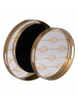 bandeja de aperitivos Dourado PVC Cristal 42 x 42 x 4,2 cm (2 Unidades)