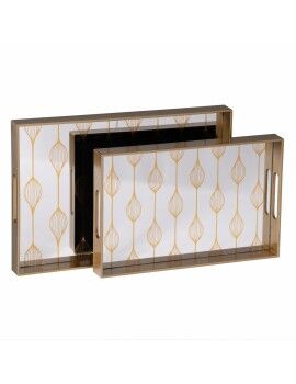 Bandeja de Aperitivos Dorado PVC Cristal 45 x 31 x 4,2 cm (2 Unidades)