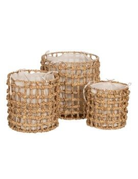 Juego de Cestos Beige Crema Fibra natural 45 x 45 x 45 cm (3 Unidades)