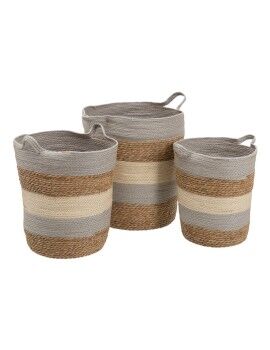 Conjunto de Cestos Natural Cinzento Fibra natural 48 x 48 x 42 cm (3 Peças)