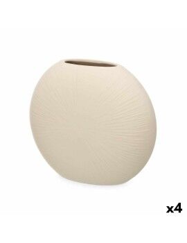 Vaso Bege Cerâmica 29 x 26 x 11 cm (4 Unidades) Circular