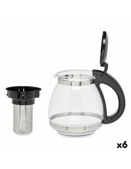 Tetera Transparente Negro Plástico Vidrio 1,5 L (6 Unidades)