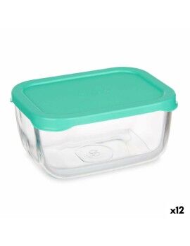 Fiambrera SNOW BOX Verde Transparente Vidrio Polietileno 420 ml (12 Unidades)