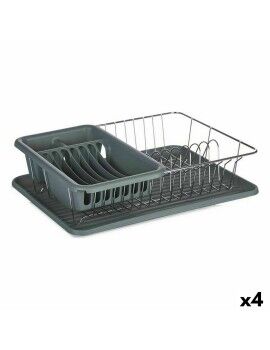 Escorredor de Louça Cinzento Metal Plástico 43,5 x 11 x 33,5 cm (4 Unidades)