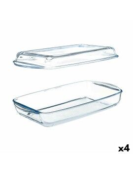 Bandeja com tampa Borcam Transparente Vidro de Borosilicato 1,9 L (4 Unidades)