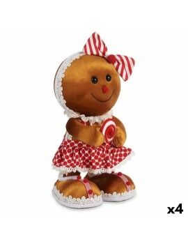 Figura Decorativa Galleta Lazo Marrón Rojo Poliestireno 19 x 33 x 15 cm (4 Unidades)