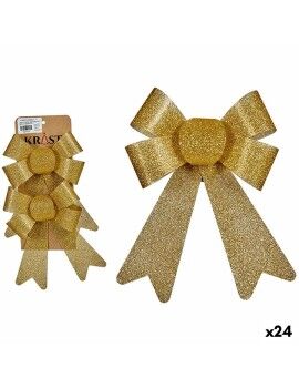 Set Adornos de Navidad Lazo Dorado PVC 16 x 3 x 18 cm (24 Unidades)