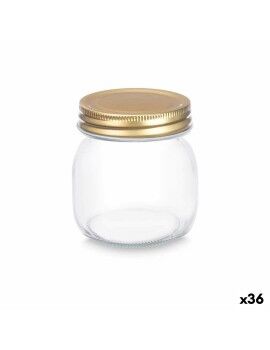 Frasco Transparente Dourado Metal Vidro 300 ml 7,5 x 9 x 7,5 cm (36 Unidades)