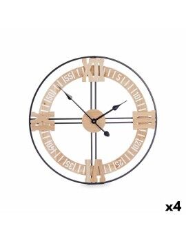 Reloj de Pared Negro Metal Madera MDF 60 x 60 x 5 cm (4 Unidades)