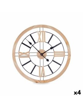 Reloj de Pared Negro Metal Madera MDF 60 x 60 x 4,5 cm (4 Unidades)