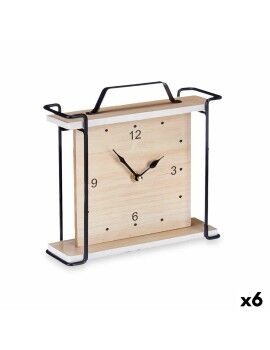 Reloj de Mesa Negro Metal Madera MDF 23 x 21 x 7 cm (6 Unidades)