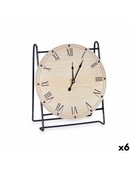 Reloj de Mesa Negro Metal Madera MDF 19 x 21 x 9 cm (6 Unidades)