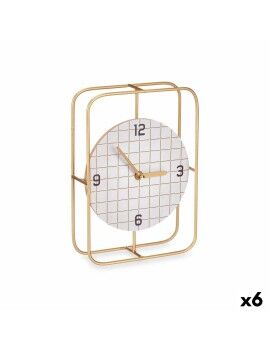 Reloj de Mesa A cuadros Negro Metal Madera MDF 18,5 x 25,5 x 6 cm (6 Unidades)