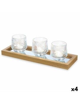 Tabuleiro para Velas Dourado Vidro Polipropileno 36 x 9,5 x 12 cm (4 Unidades)