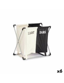 Cesto para la Ropa Sucia Blanco Negro Metal 60 x 34 x 56 cm Doble (6 Unidades)