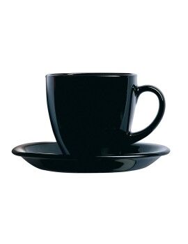 Juego de Tazas con Platos Luminarc Carine Negro Vidrio 22 cm (12 Piezas)